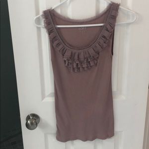 Ann Taylor Loft dark blush ruffle tank